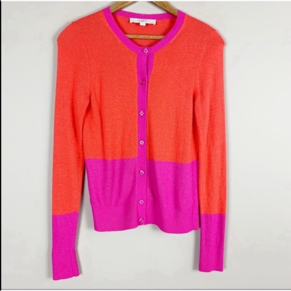orange and pink cardigan